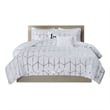 Intelligent Design Raina Fabric Metallic Printed Comforter Set in White/Silver