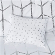Intelligent Design Raina Fabric Metallic Printed Comforter Set - White/Silver