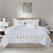 Intelligent Design Raina Fabric Metallic Printed Comforter Set - White/Silver