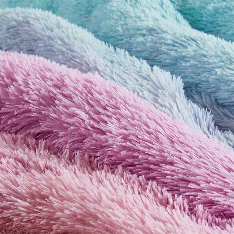 Mi Zone Primrose Ombre Shaggy Faux Fur Comforter Set in Purple Multi