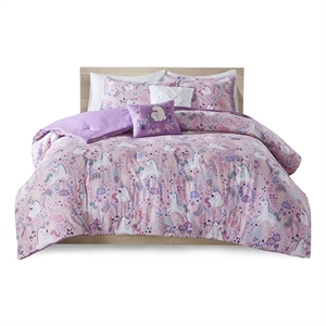 Urban Habitat Lola Unicorn Contemporary Cotton Comforter Set in Pink
