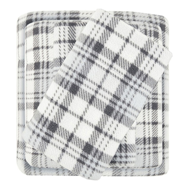 True North by Sleep Philosophy Micro Fleece Fabric Sheet Set in Gray Plaid