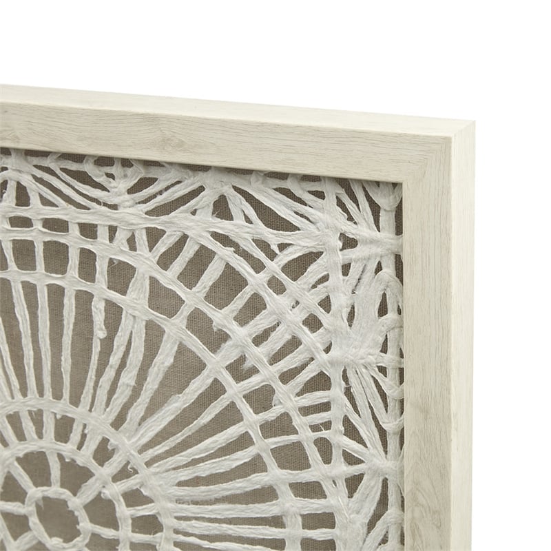 Olliix Henna Medallion Rice Paper & Wood Framed Shadow Box in Off White