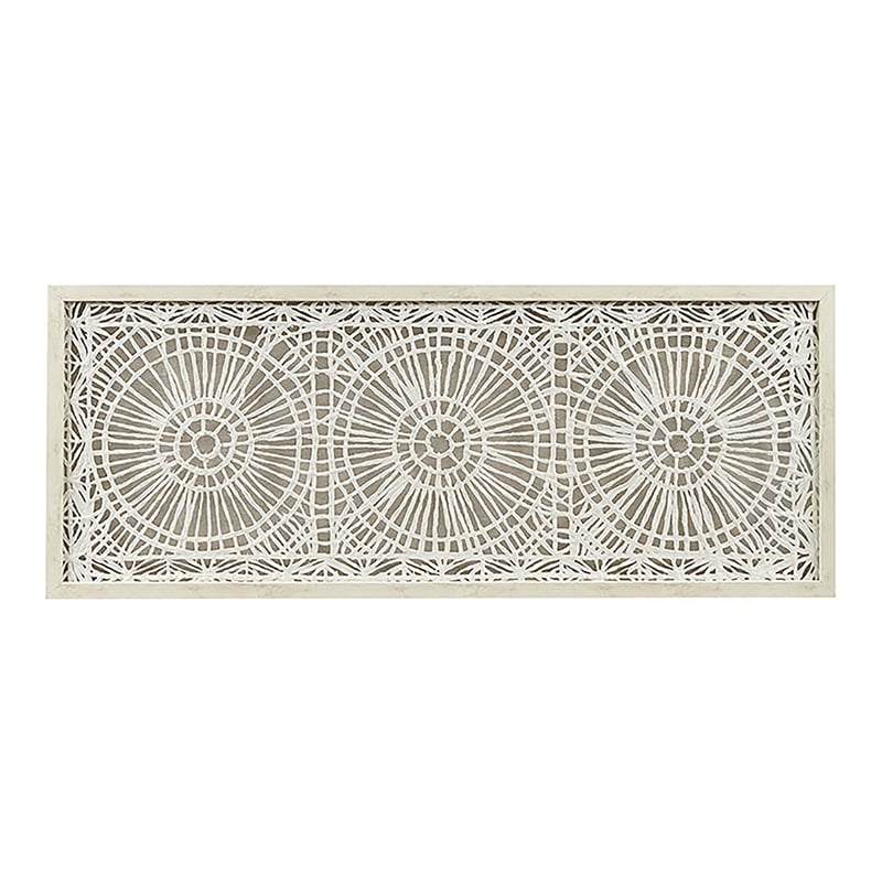 Olliix Henna Medallion Rice Paper & Wood Framed Shadow Box in Off White