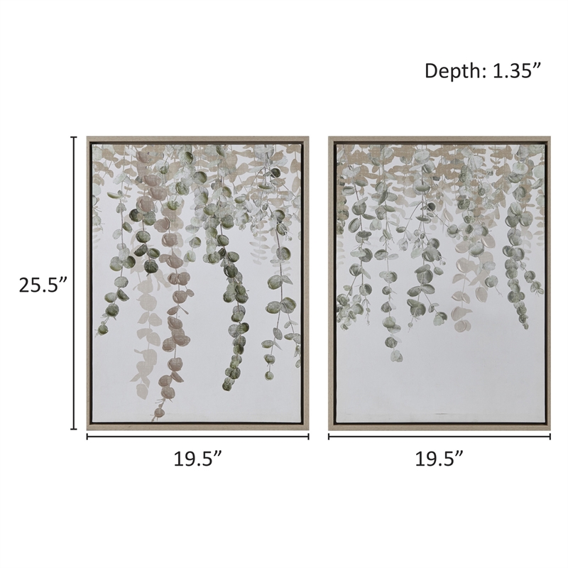 Olliix Botanical Waterfall 2-Piece Polystyrene & Wood Wall Decor Set in Green