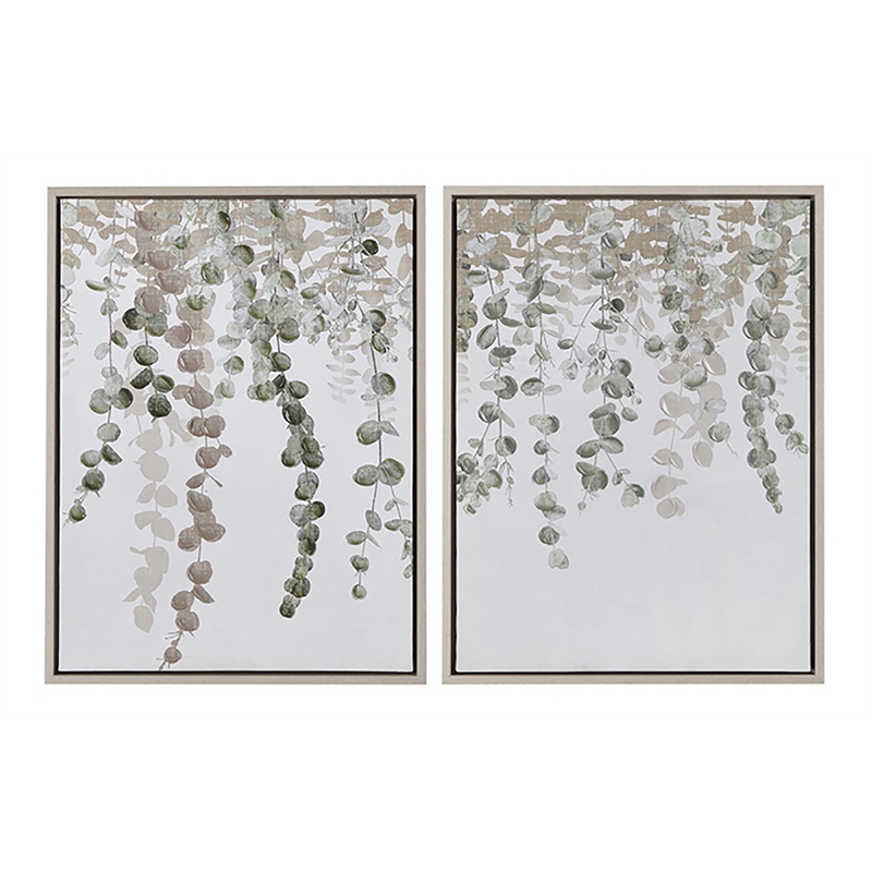Olliix Botanical Waterfall 2-Piece Polystyrene & Wood Wall Decor Set in Green