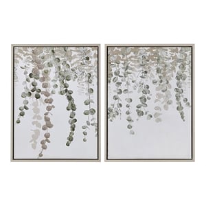 Olliix Botanical Waterfall 2-Piece Polystyrene & Wood Wall Decor Set in Green