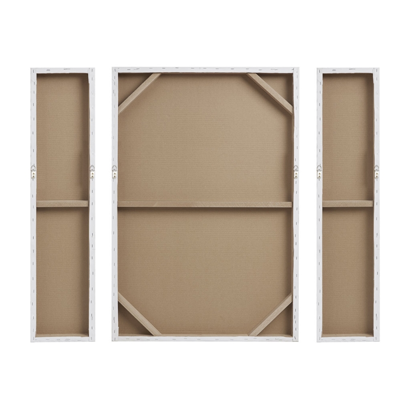 Olliix Silver Sand 3-Piece Hand Embellished Wood Canvas Wall Art Set in Silver