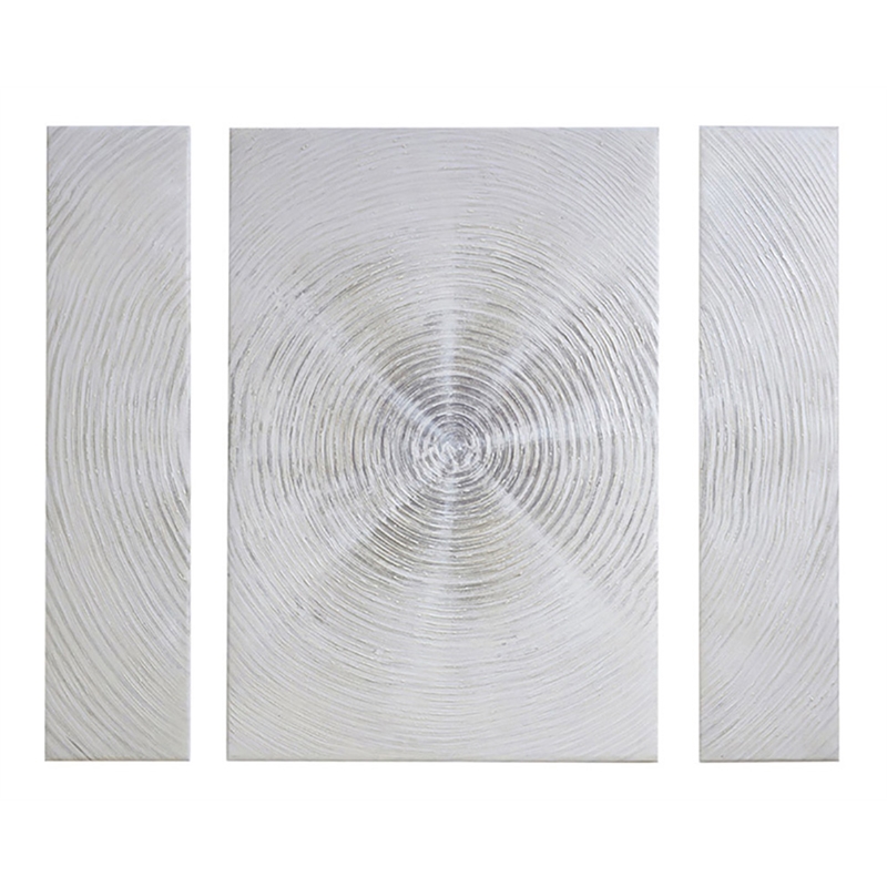 Olliix Silver Sand 3-Piece Hand Embellished Wood Canvas Wall Art Set in Silver