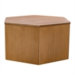 Olliix Honey Fluted Hexagon Modern Solid Wood Coffee Table in Natural