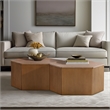 Olliix Honey Fluted Hexagon Modern Solid Wood Coffee Table in Natural