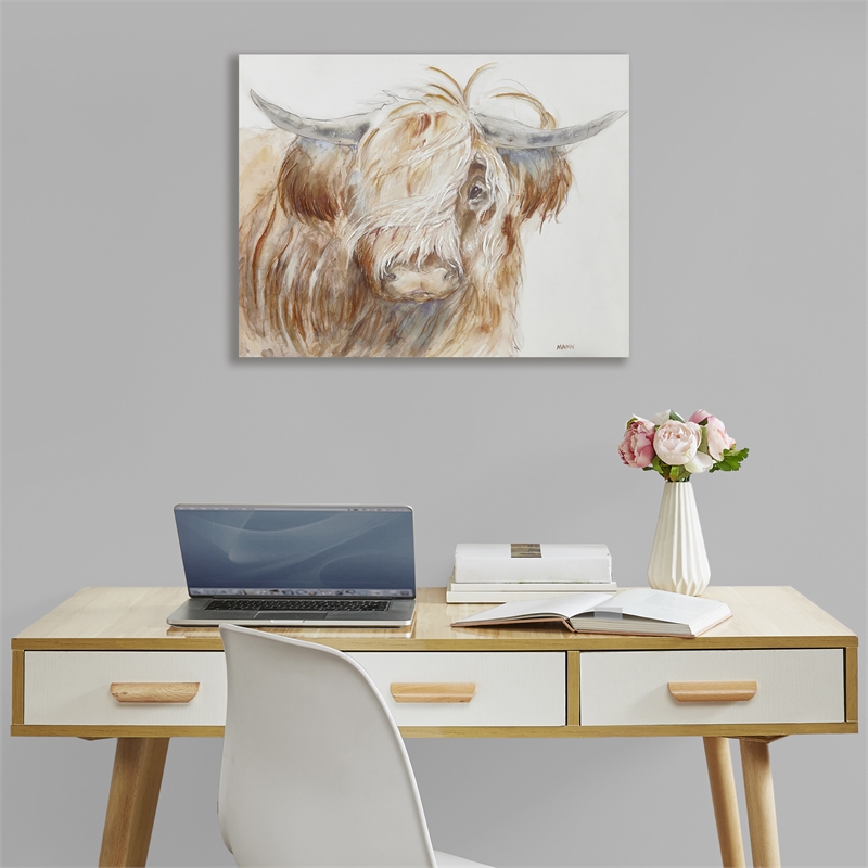 Olliix Windswept Hand Embellished Farmhouse Wood/Canvas Wall Art in Brown