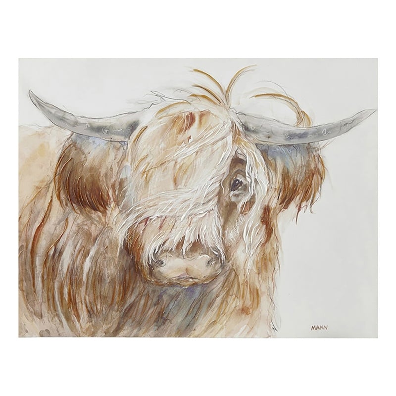 Olliix Windswept Hand Embellished Farmhouse Wood/Canvas Wall Art in Brown