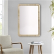 Olliix Nova Rectangle Rattan and Wood Accent Wall Mirror in Natural