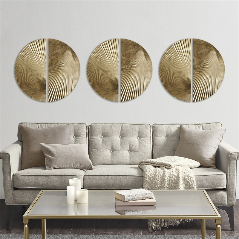 Olliix Radiant 2-Piece Half-Moon Shape Metal Wall Decor Set in Gold