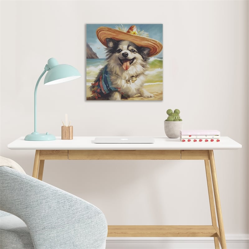 Olliix Beach Dogs Chihuahua Wood & Canvas Fabric Wall Art in Multi-Color