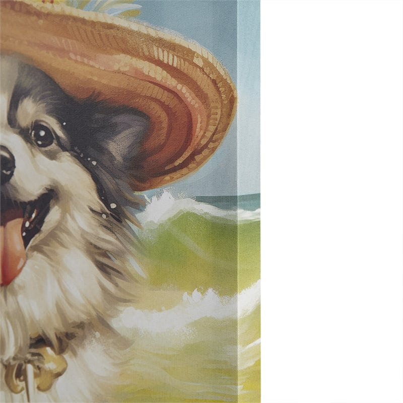 Olliix Beach Dogs Chihuahua Wood & Canvas Fabric Wall Art in Multi-Color