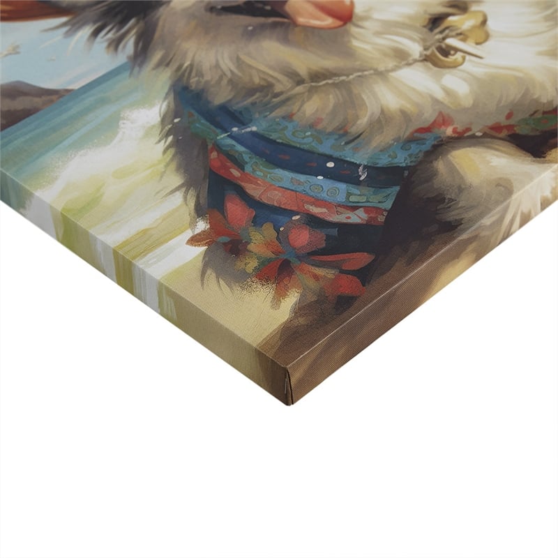 Olliix Beach Dogs Chihuahua Wood & Canvas Fabric Wall Art in Multi-Color