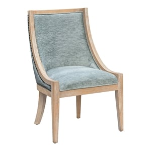 Olliix Elmcrest 19&quot Solid Wood & Polyester Dining Chair in Wheat/Green