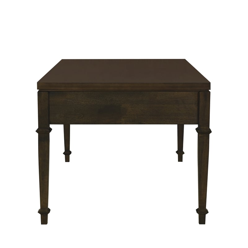 Olliix Kenna Fluted Solid Wood Coffee Table with 2 Drawers in Coffee
