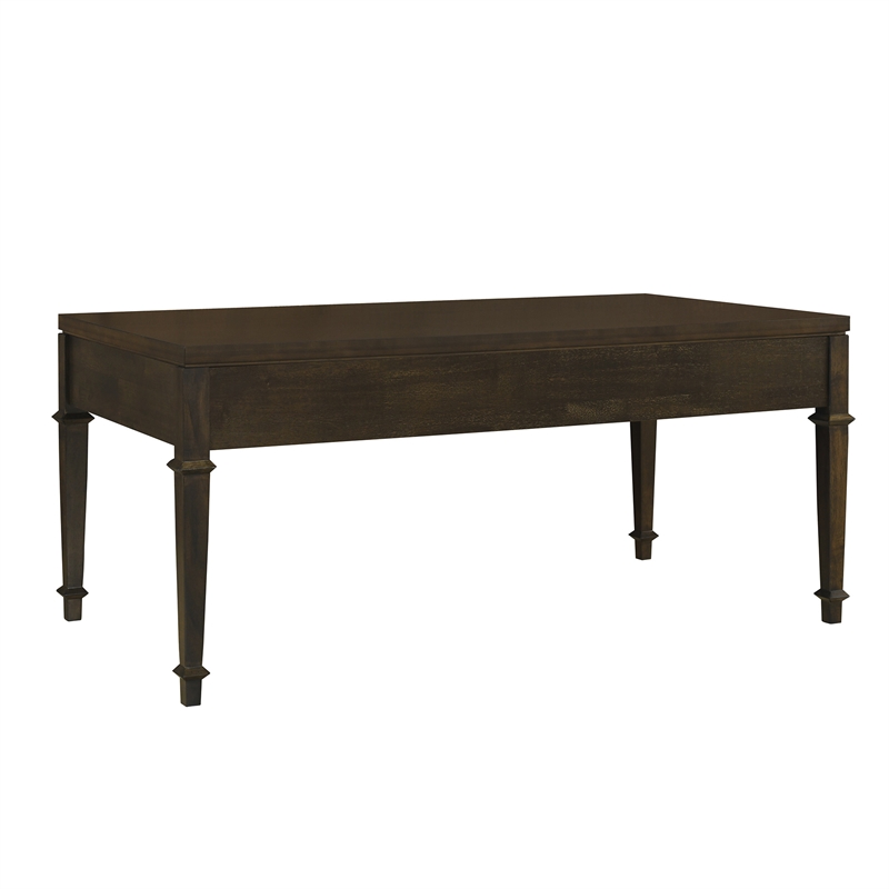 Olliix Kenna Fluted Solid Wood Coffee Table with 2 Drawers in Coffee