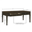 Olliix Kenna Fluted Solid Wood Coffee Table with 2 Drawers in Coffee