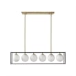 Olliix Helena 6-Light Iron Metal/Frosted Glass Chandelier in Black/Antique Brass