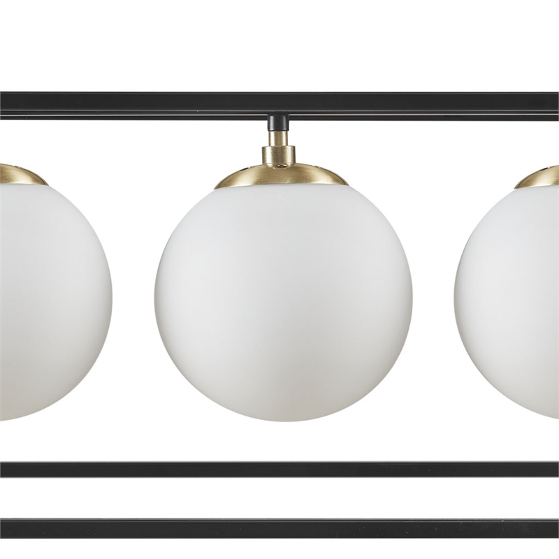 Olliix Helena 6-Light Iron Metal/Frosted Glass Chandelier in Black/Antique Brass
