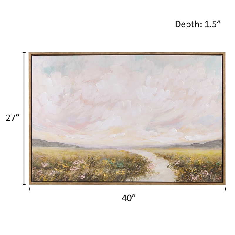 Olliix Peaceful River Hand Embellished Wood Wall Art in Multi-Color