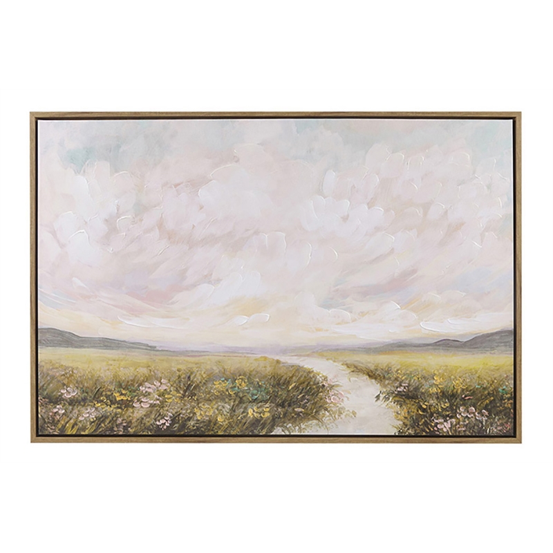 Olliix Peaceful River Hand Embellished Wood Wall Art in Multi-Color