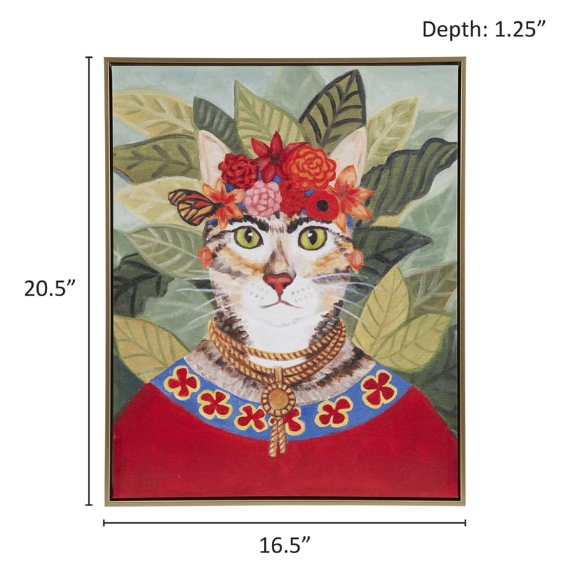 Olliix Pet Portrait Bohemian Cat In Forest Wood Wall Art in Multi-Color