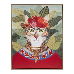 Olliix Pet Portrait Bohemian Cat In Forest Wood Wall Art in Multi-Color