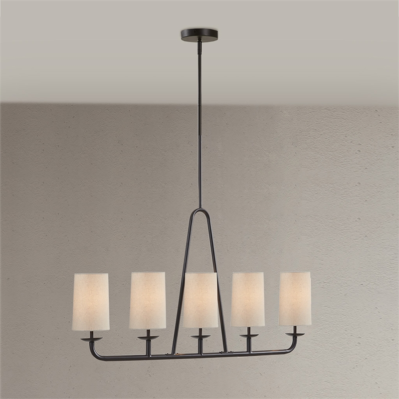 Olliix Serenitie 5-Light Linear Farmhouse Iron Metal Chandelier in Bronze
