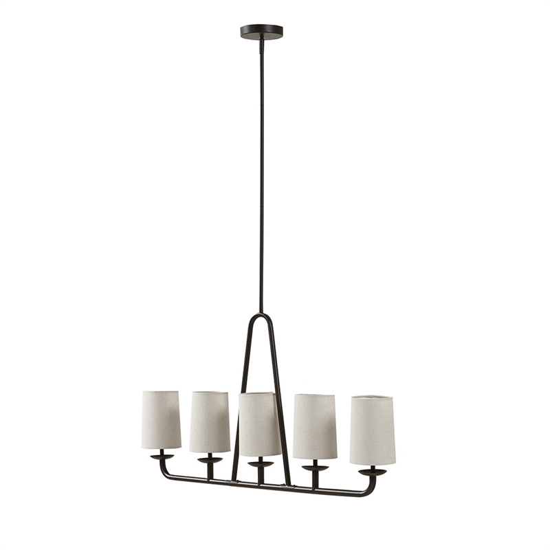 Olliix Serenitie 5-Light Linear Farmhouse Iron Metal Chandelier in Bronze