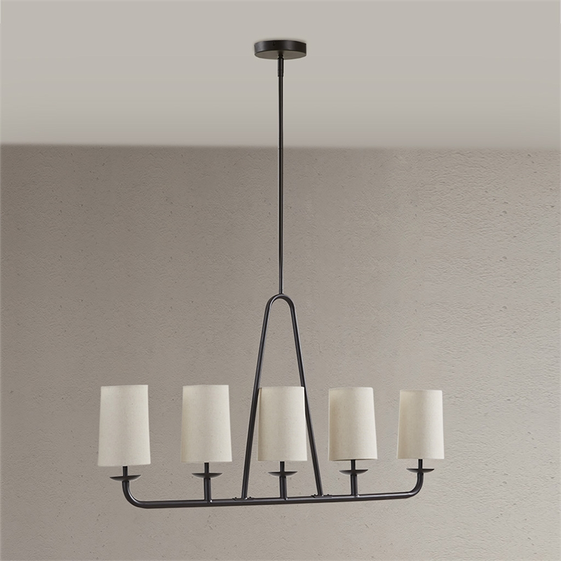 Olliix Serenitie 5-Light Linear Farmhouse Iron Metal Chandelier in Bronze