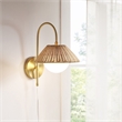 Olliix Laguna Rattan Weave and Iron Metal Wall Sconce in Gold/Natural