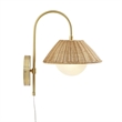Olliix Laguna Rattan Weave and Iron Metal Wall Sconce in Gold/Natural