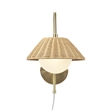 Olliix Laguna Rattan Weave and Iron Metal Wall Sconce in Gold/Natural