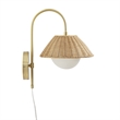 Olliix Laguna Rattan Weave and Iron Metal Wall Sconce in Gold/Natural