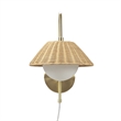 Olliix Laguna Rattan Weave and Iron Metal Wall Sconce in Gold/Natural