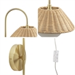 Olliix Laguna Rattan Weave and Iron Metal Wall Sconce in Gold/Natural