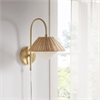 Olliix Laguna Rattan Weave and Iron Metal Wall Sconce in Gold/Natural