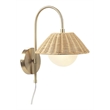 Olliix Laguna Rattan Weave and Iron Metal Wall Sconce in Gold/Natural
