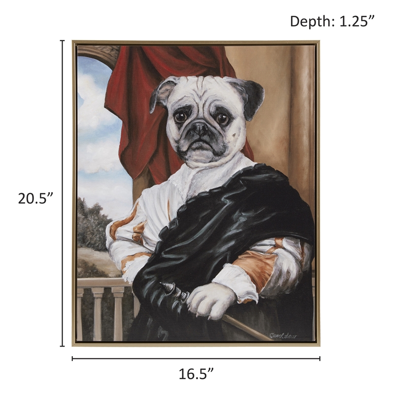 Olliix Pet Portrait Captain's Guard Pug Framed Wood Wall Art in Multi-Color