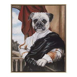 Olliix Pet Portrait Captain's Guard Pug Framed Wood Wall Art in Multi-Color