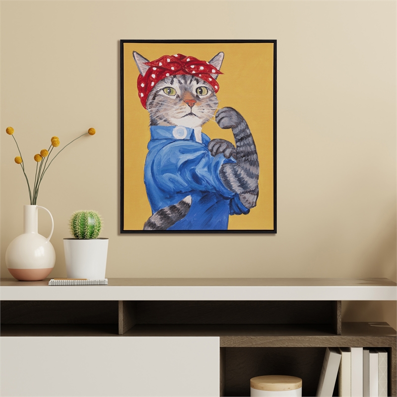 Olliix Pet Portrait Rosie the Feline Wood Canvas Wall Art in Multi-Color