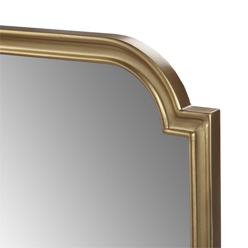 Olliix Adelaide Rectangular Scalloped MDF Wood Accent Wall Mirror in Gold
