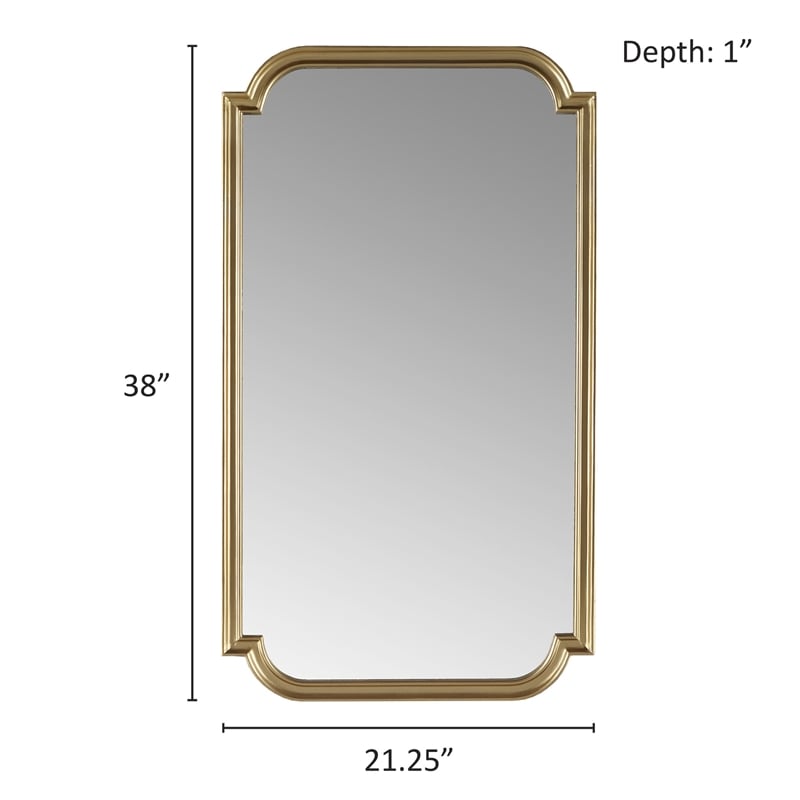 Olliix Adelaide Rectangular Scalloped MDF Wood Accent Wall Mirror in Gold