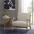 Olliix Novak Mid-Century Solid Wood and Polyester Fabric Lounge Chair in Elm