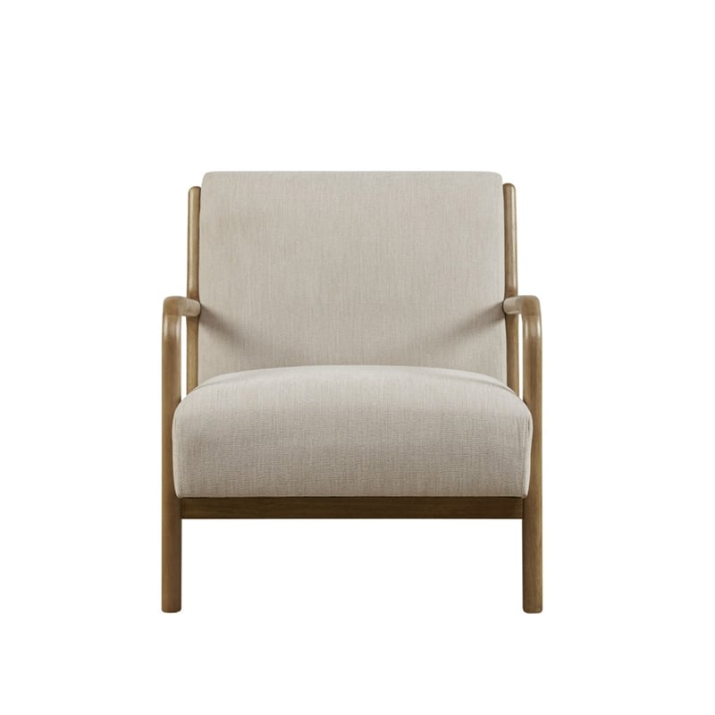 Olliix Novak Mid-Century Solid Wood and Polyester Fabric Lounge Chair in Elm